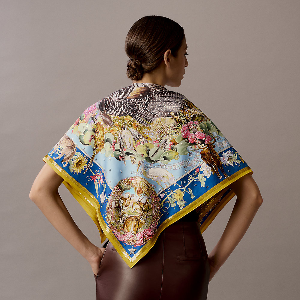 Faune et Flore du Texas Exceptional embroidered scarf 90 | Hermès